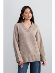 Светр вільний KOF-47681 one size Бежевий Світло бежевий Світло бежевий one size