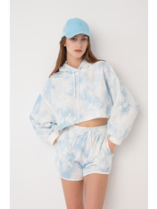 Худі укорочене з принтом KOF-570 Світло-блакитний Блакитний S