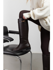 Чоботи з натуральної шкіри на хутрі CHB-4876 38 Коричневий Шоколадний Шоколадний 38