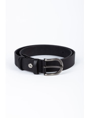 Шкіряний ремінь із сріблястою застібкою REM-0069 Чорний