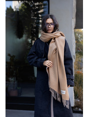 Шарф кашеміровий двохсторонній SH-11021 Пісочний+сірий Коричневий