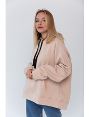 Худі вільне однотонне KOF-1120 Бежевий Чорний M