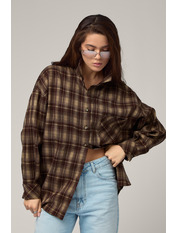 Сорочка в клітинку  RA-1690 M/L Коричневий Темно-коричневий+бежевий Темно-коричневий+бежевий M/L