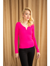 Лонгслів однотонний KOF-5134601 Рожевий S Малиновий