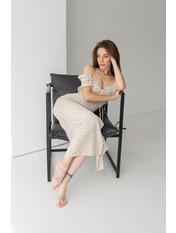 Сукня максі з софту з короткими рукавами PLA-0525 Білий Зелений Біло-зелений S