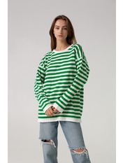 Лонгслів в смужку KOF-210073 Зелений Білий one size