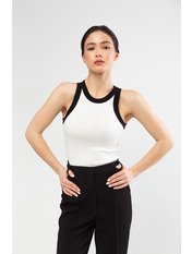 Топ трикотажний FUT-330007 Молочний Чорний Молочно-чорний S