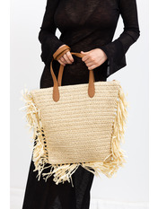 Сумка з соломи SYM-2022-02 Бежевий Коричневий