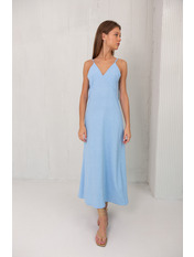 Сукня міді зі штапелю без рукавів PLA-336 Блакитний. Блакитний XS