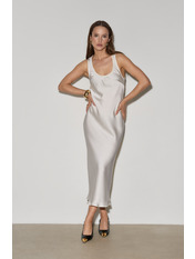 Сукня максі з сатину напівприталена PLA-202 M/L Молочний Молочний M/L