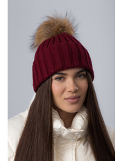 В'язана  шапка SHP-202409 Бордовий