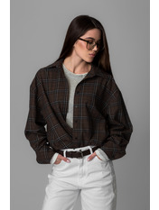 Сорочка в клітинку  RA-183 M Коричневий Коричневий + блакитний Коричневий + блакитний M