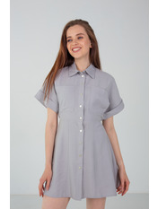 Сукня міні трикотажна з короткими рукавами PLA-575 Сірий XS