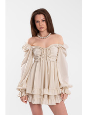 Сукня з софту PLA-201 S Світло-бежевий Бежевий Світло-бежевий S