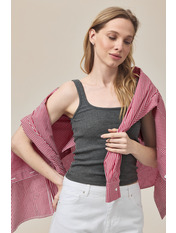 Топ з круглим вирізом трикотажний FUT-231031 S Антрацит Сірий Антрацит S