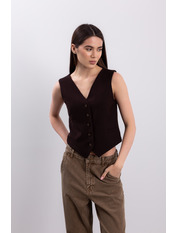 Жилетка  з костюмної тканини однотонна  JL-120 XS Коричневий Коричневий XS