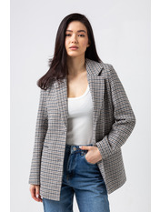 Жакет вільний з костюмної тканини PG-4567 Коричнева лапка Коричневий one size