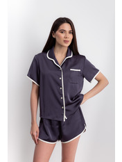 Сатинова піжама  PGM-162 Темно-синій  M/L M/L Синій Темно-синій