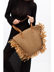 Сумка з соломи SYM-2022-02 Коричневий Капучино