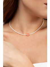 Чокер handmade HM-007 Білий Білий+червоний