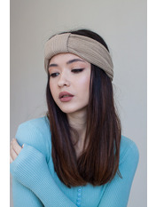 Пов`язка на голову - тюрбан TRR-P-34 Коричневий Бежевий
