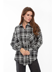 Сорочка в клітинку  RA-283 M/L Чорний + біла клітинка Чорний Чорний + біла клітинка M/L