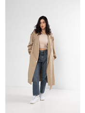 Тренч з коттону однотонний KAR-767 Бежевий XS