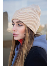 В'язана  шапка SHP-94036 Бежевий