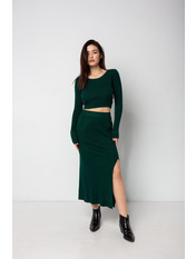 Трикотажний костюм в рубчик KT-01315 Зелений one size