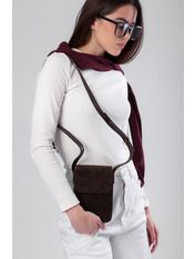 Сумка жіноча з натуральної замші SYM-50022-1 Темно-коричневий Коричневий