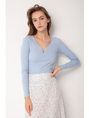 Лонгслів однотонний KOF-5134601 Блакитний S Блакитний.