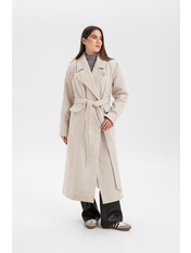 Пальто в смужку KAR-585 XS/S Бежевий Світло-бежевий Світло-бежевий XS/S