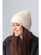 Ангорова шапка SHP-8398 Коричневий Пастель