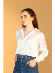 Сорочка з бавовни без кишень однотонна RA-304608 Молочний Білий S