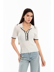 Футболка поло трикотажна приталеного крою FUT-12139 one size Молочний Молочний one size