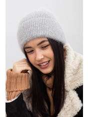 Ангорова шапка SHP-49164 Сірий Світло-сірий