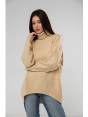 Светр в'язаний вільний однотонний KOF-210216 Бежевий one size