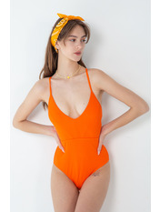Суцільний купальник на зав'язках KU-2022-09 Помаранчевий S
