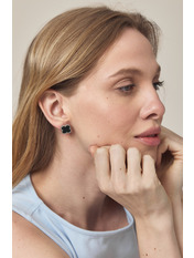 Сережки фігурні SER-13745 Сріблястий Чорний+сріблястий