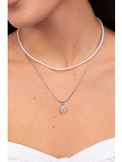 Ланцюжок CEP-467 Білий+сріблястий Сріблястий