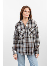 Сорочка в клітинку  RA-929056 M/L Сірий Сірий + коричнева клітинка Сірий + коричнева клітинка M/L