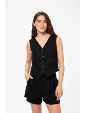 Лляний костюм з шортами KT-122 Чорний XS Чорний XS