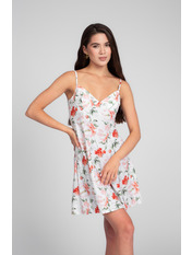 Сукня з віскози напівприталена PLA-135 L Молочний Молочний + рожеві квіти Молочний + рожеві квіти L