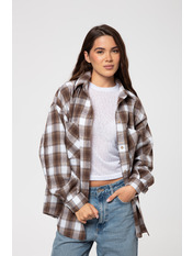 Сорочка в клітинку  RA-929056 XS/S Коричневий + молочний Коричневий Коричневий + молочний XS/S