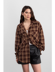 Сорочка в клітинку  RA-929057 M/L Коричневий Коричневий + бежева клітинка Коричневий + бежева клітинка M/L
