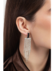 Сережки підвіски SER-12468 Сріблястий Сріблястий+чорний