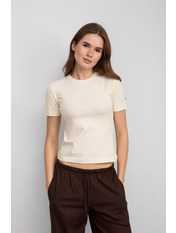 Футболка бавовняна приталеного крою FUT-F-424 S Ваніль Молочний Ваніль S