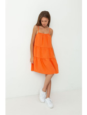 Сукня міні з коттону без рукавів PLA-12323 Помаранчевий Жовтий L