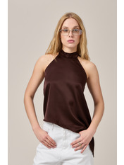 Топ з сатину вільного крою FUT-150 M Коричневий Шоколадний Шоколадний M
