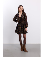 Сукня вільний PLA-157 M/L Чорний Чорний + бежеві квіти Чорний + бежеві квіти M/L